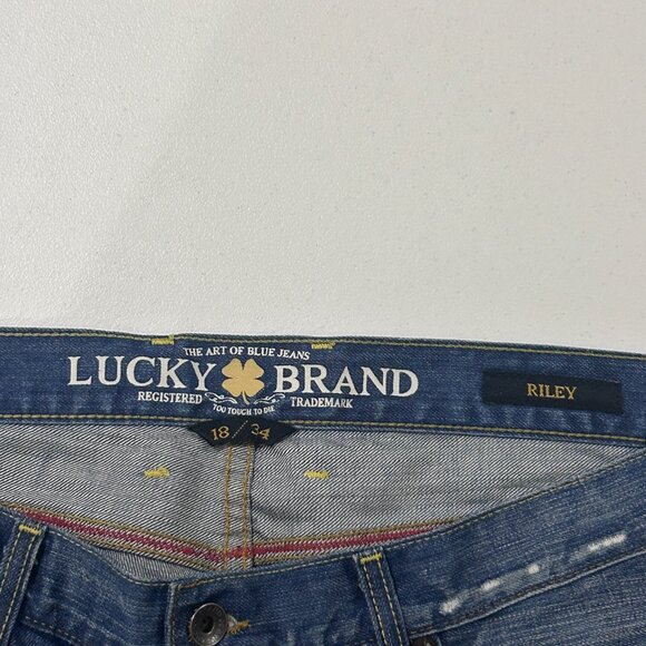 Lucky Brand Shorts Womens 18/34 Riley Legend Distressed USA Patch Peace Flag - Picture 10 of 16